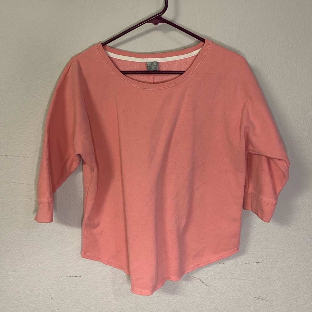 Pink Cropped Crew Neck Sweatshirt